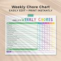 Rainbow Chore Chart | Weekly Editable Template (Landscape)