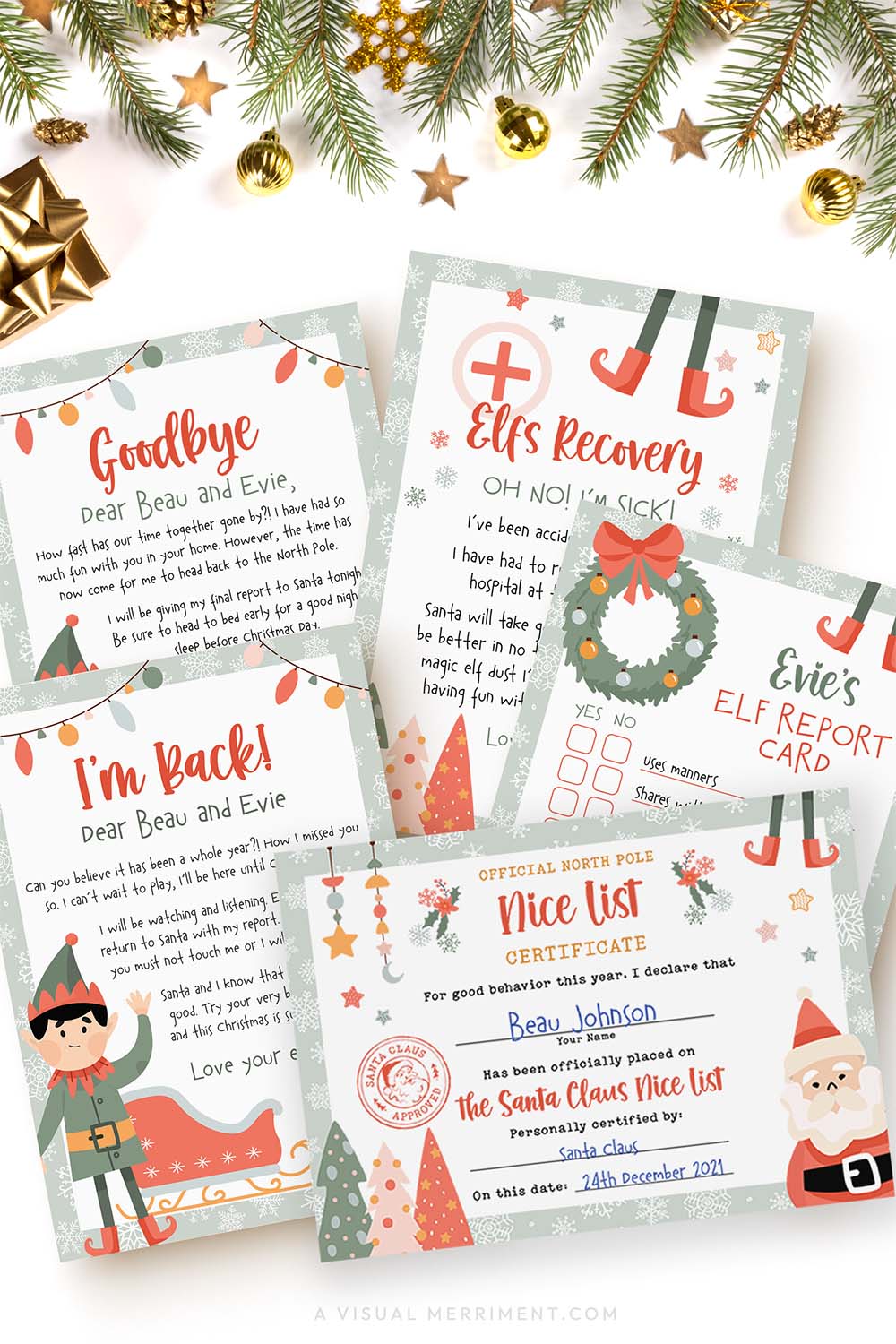 vertical Elf on the shelf I'm back letters bundle with 5 template pages and christmas decor