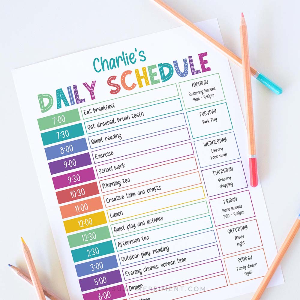Printable Charts, Routines & Schedules