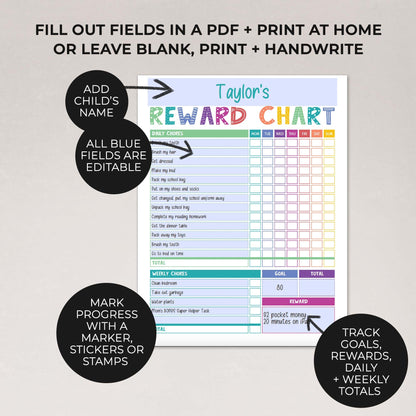 Rainbow Daily Schedule & Reward Chart | Editable Bundle (2)