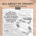 All About My Grammy Coloring Worksheet