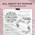 All About My Mamaw Coloring Worksheet