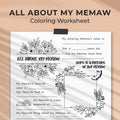 All About My Memaw Coloring Worksheet