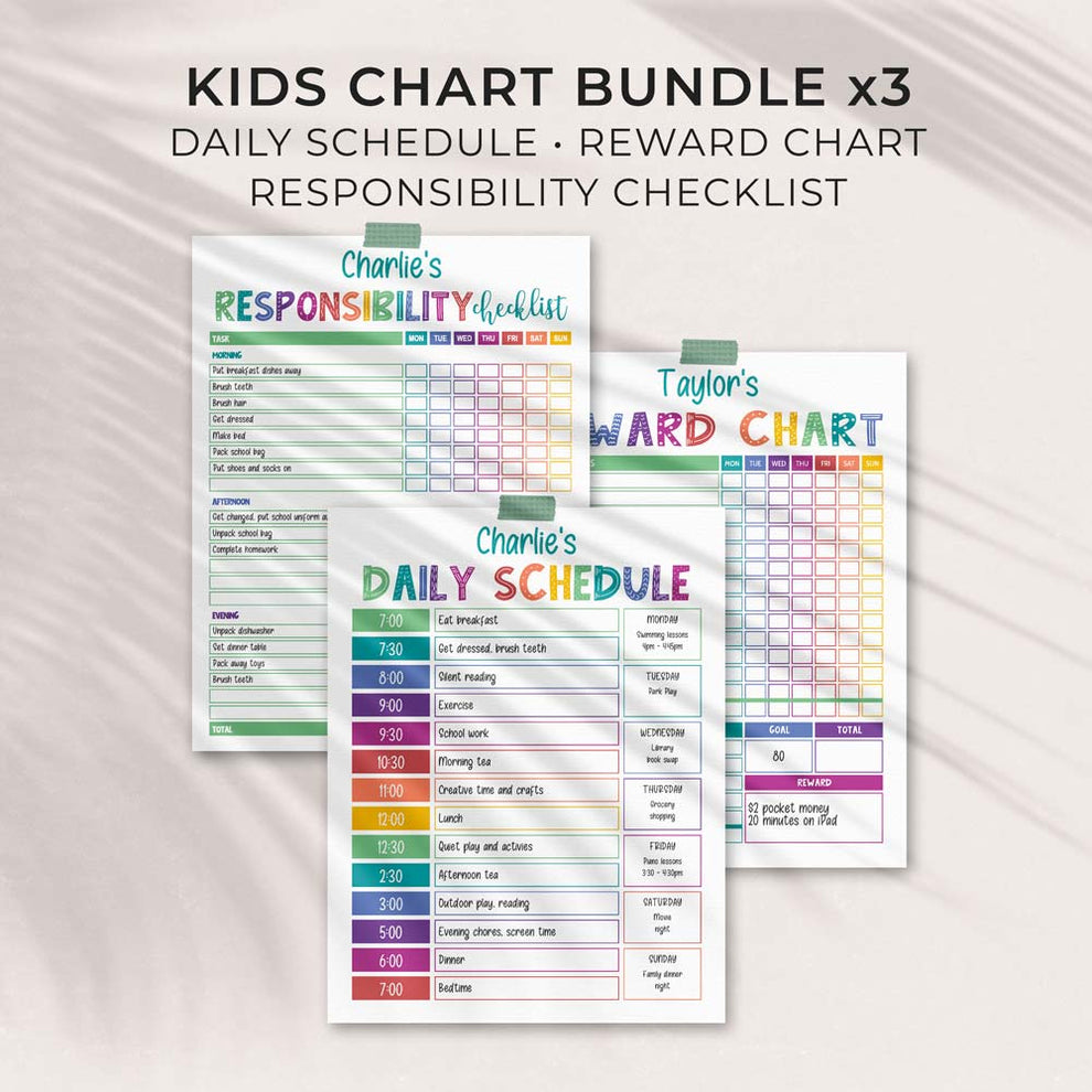 Rainbow Reward Chart Editable Bundle (3) – A Visual Merriment
