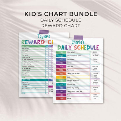 Rainbow Daily Schedule & Reward Chart | Editable Bundle (2)