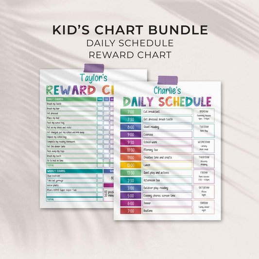 Rainbow Daily Schedule & Reward Chart | Editable Bundle (2)
