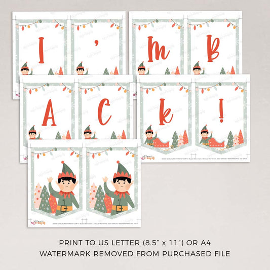 pages of elf on the shelf merry christmas printable banner