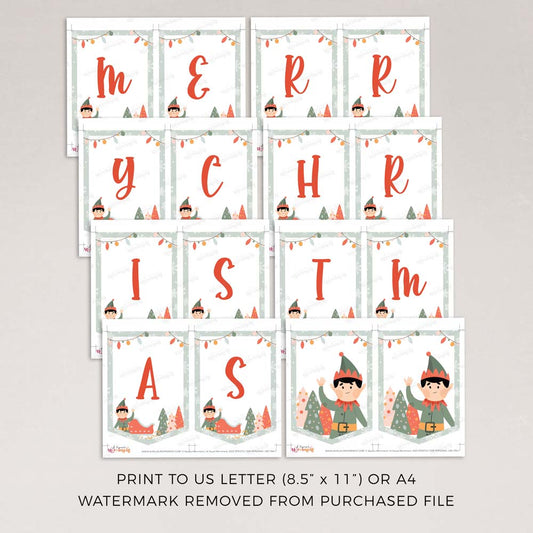 pages of elf on the shelf merry christmas printable banner