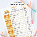 Watercolor Construction Daily Schedule Chart | Editable Template