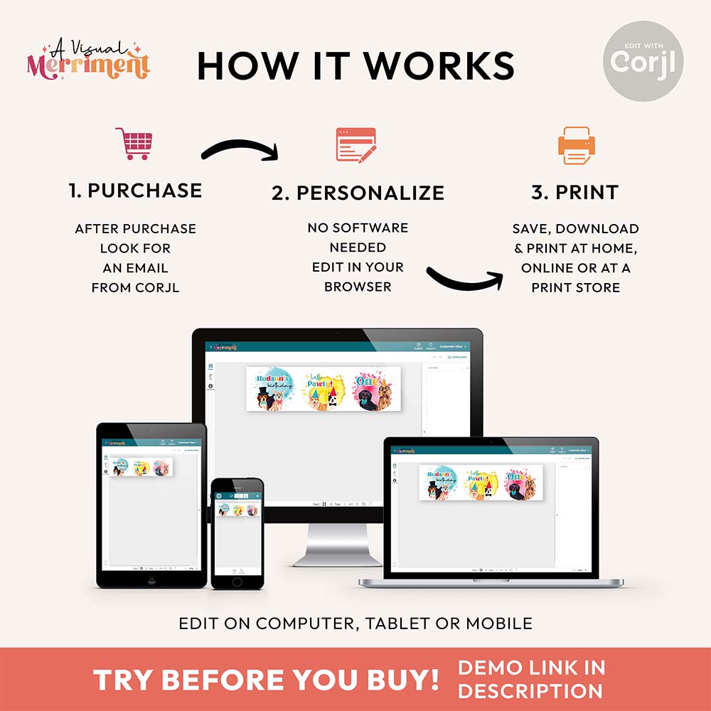 Step-by-step guide on how to purchase party dogs cupcake toppers on various screen sizes