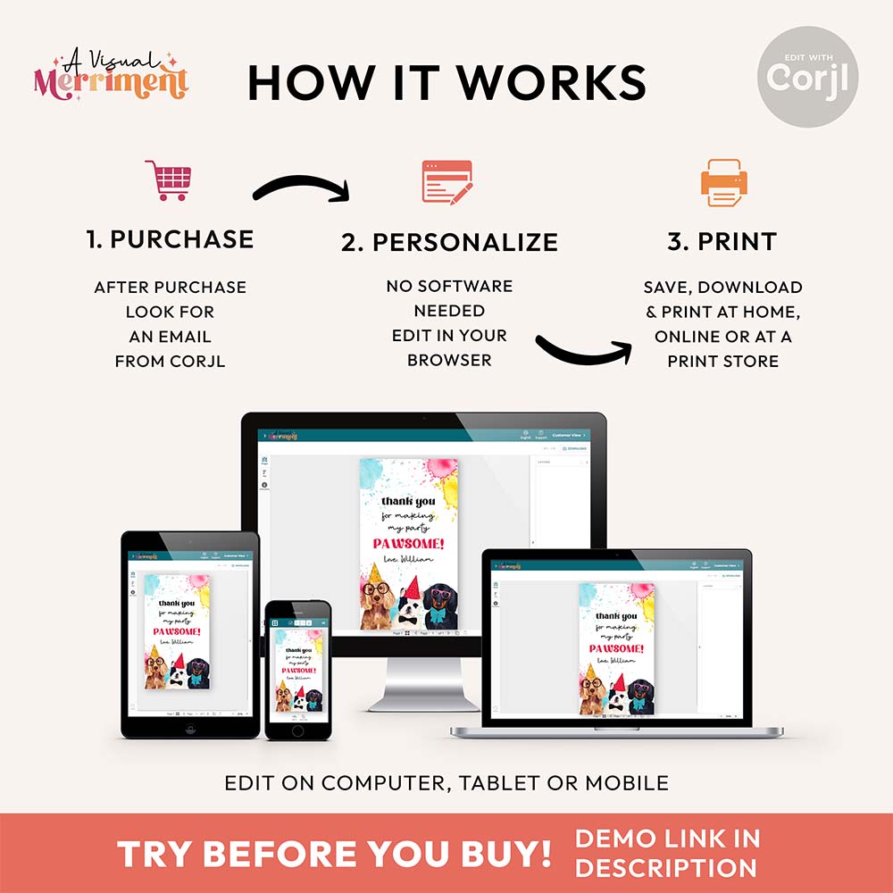 Step-by-step guide on how to purchase party dogs pawsome gift tags on various screen sizes