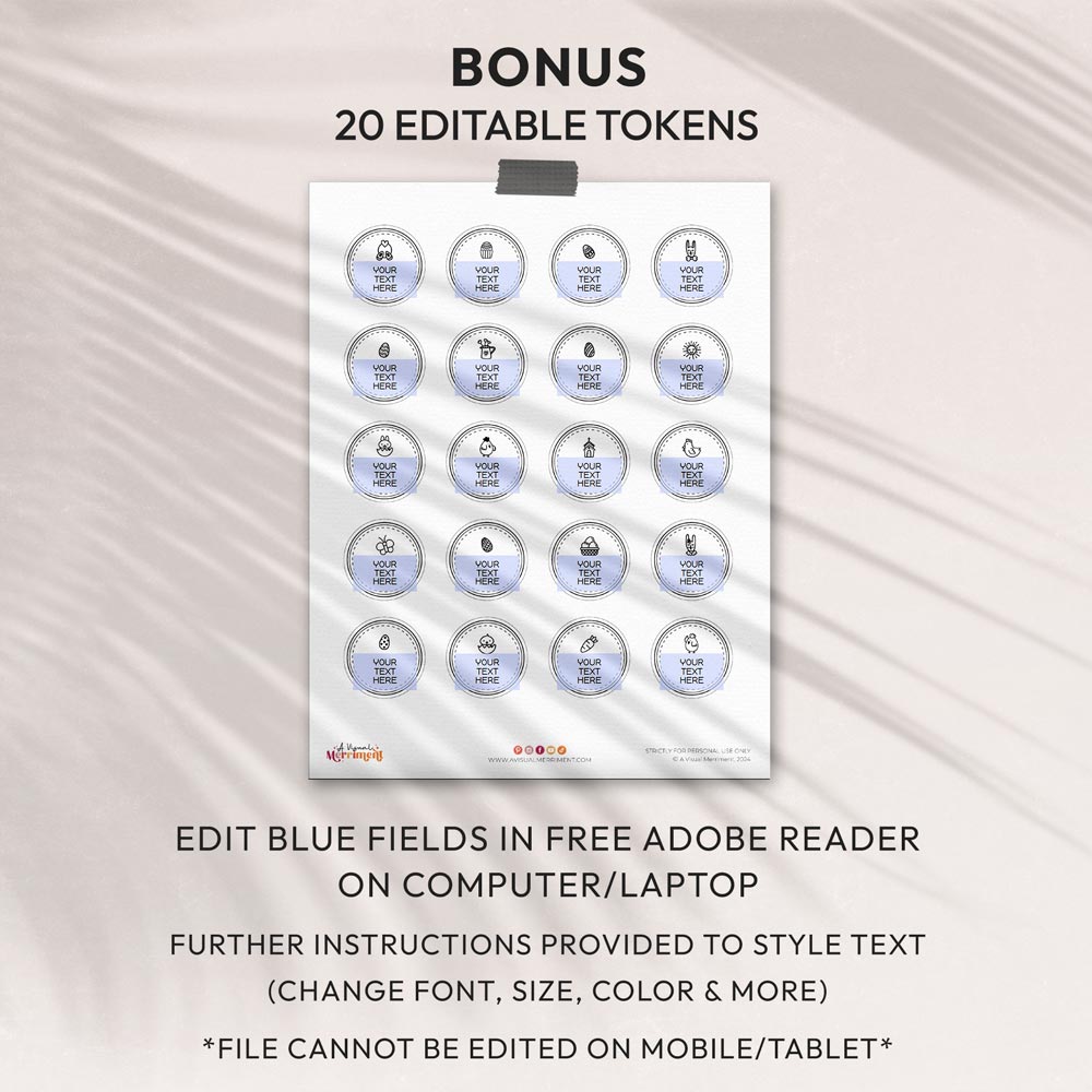 editable page of discs with black easter egg token rewards and instructions