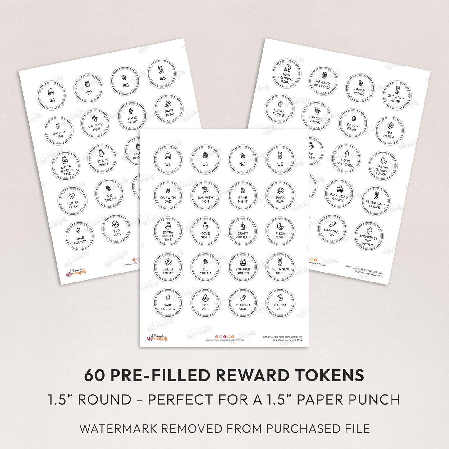 3 pages of discs with black easter egg token rewards and instructions