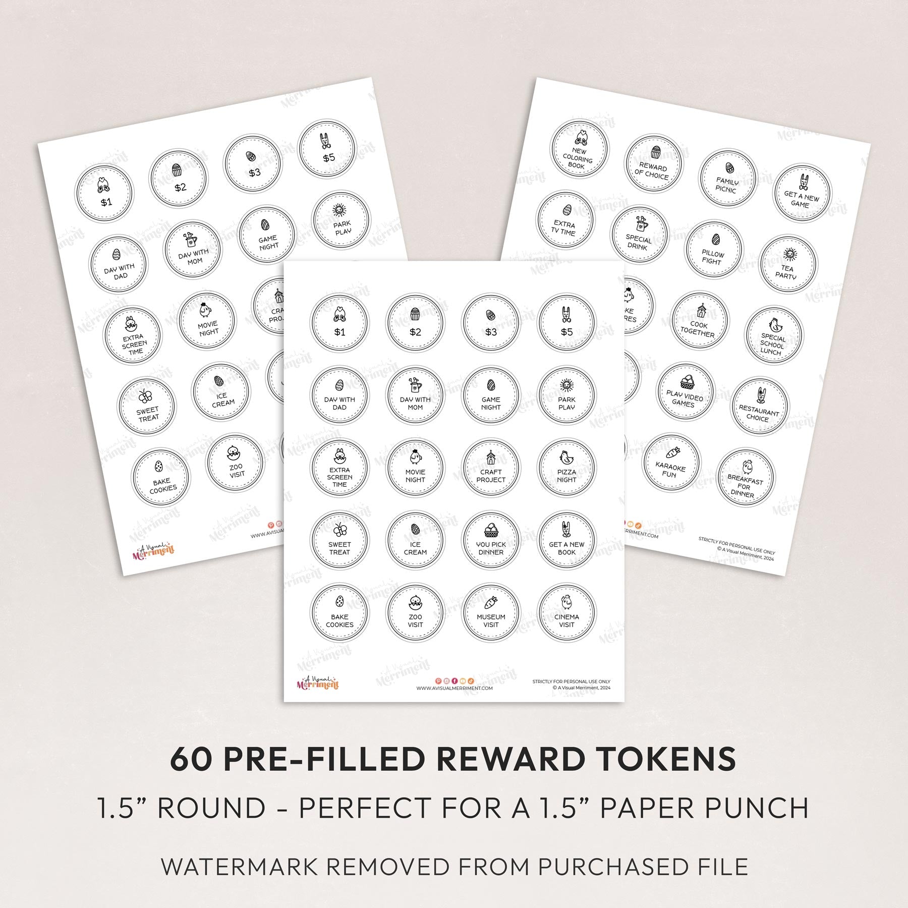 3 pages of discs with black easter egg token rewards and instructions