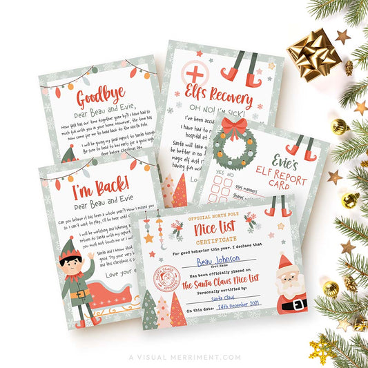 Elf on the shelf I'm back letters bundle with 5 template pages and christmas decor