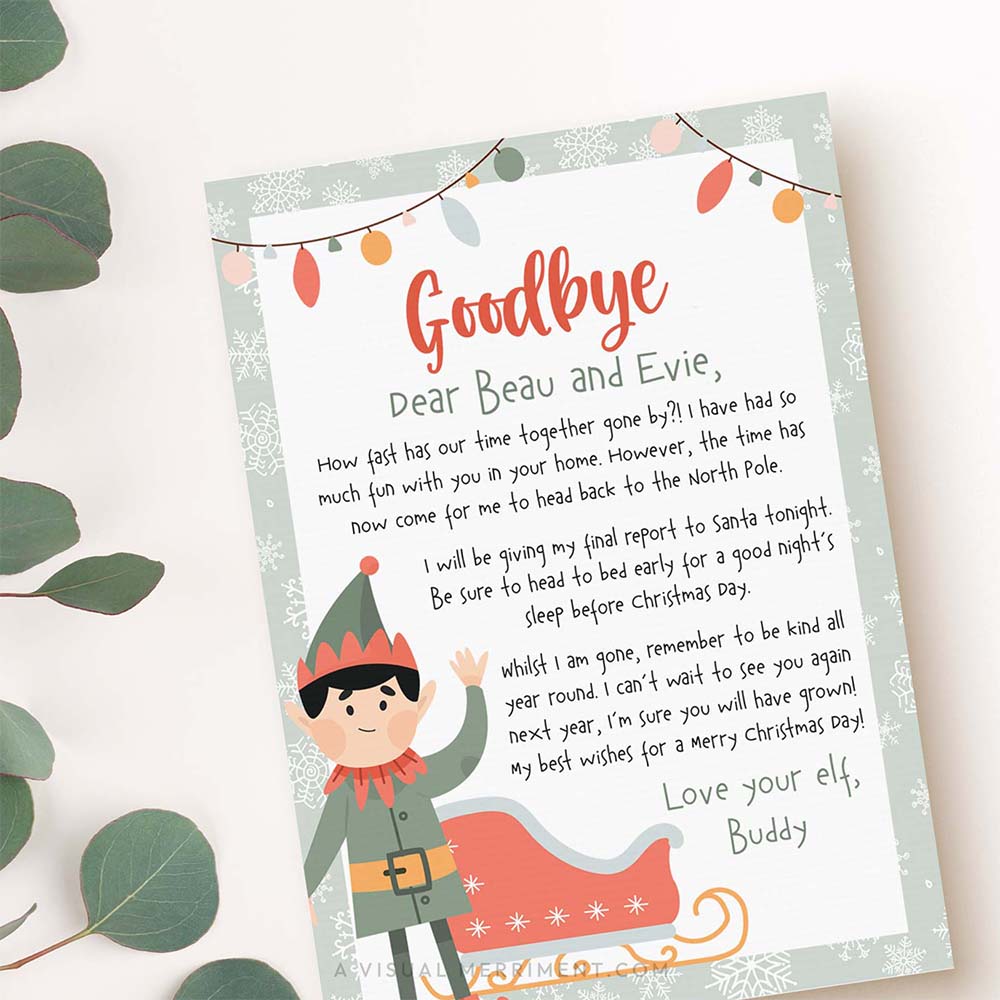 goodbye printable arrival letter from elf on the shelf