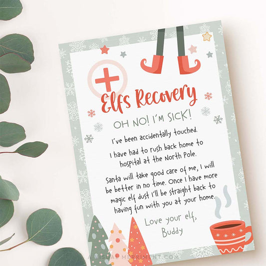 Elf on the shelf sick recovery letter printable template with leaves