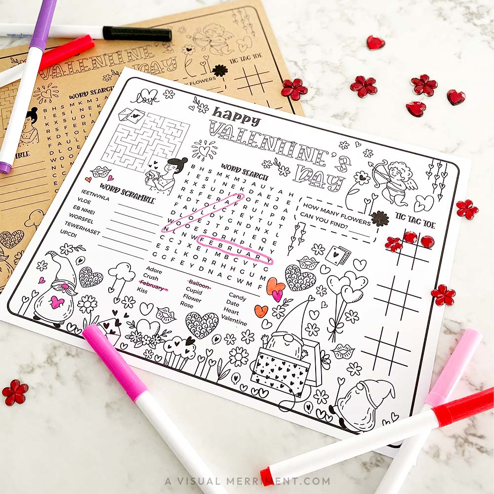 black and white coloring and activity sheet for valentine's day