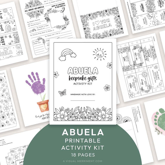 gift for Abuela printable activity kit with various coloring pages