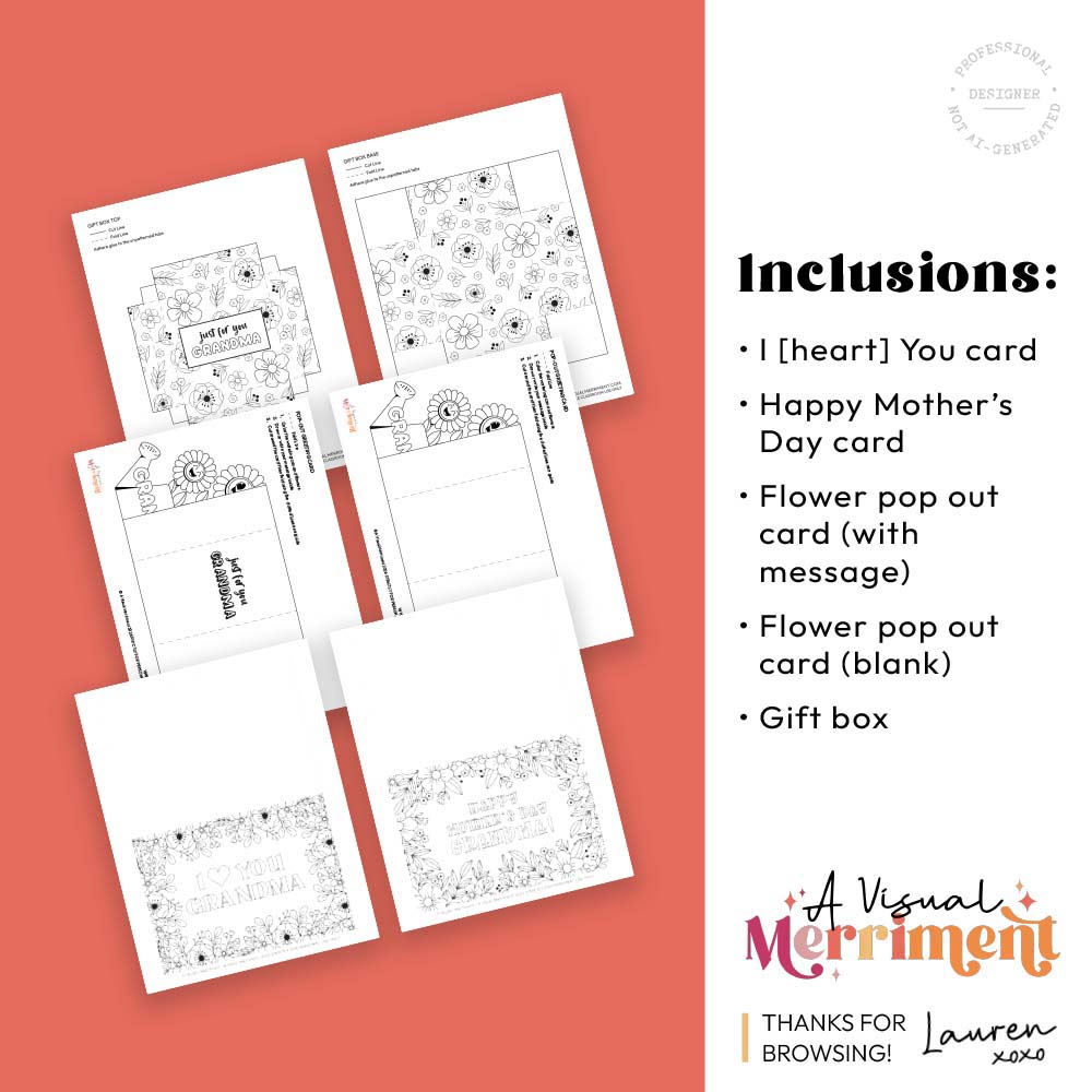 printable gift for Grandma activity kit with pages & listed inclusions 02