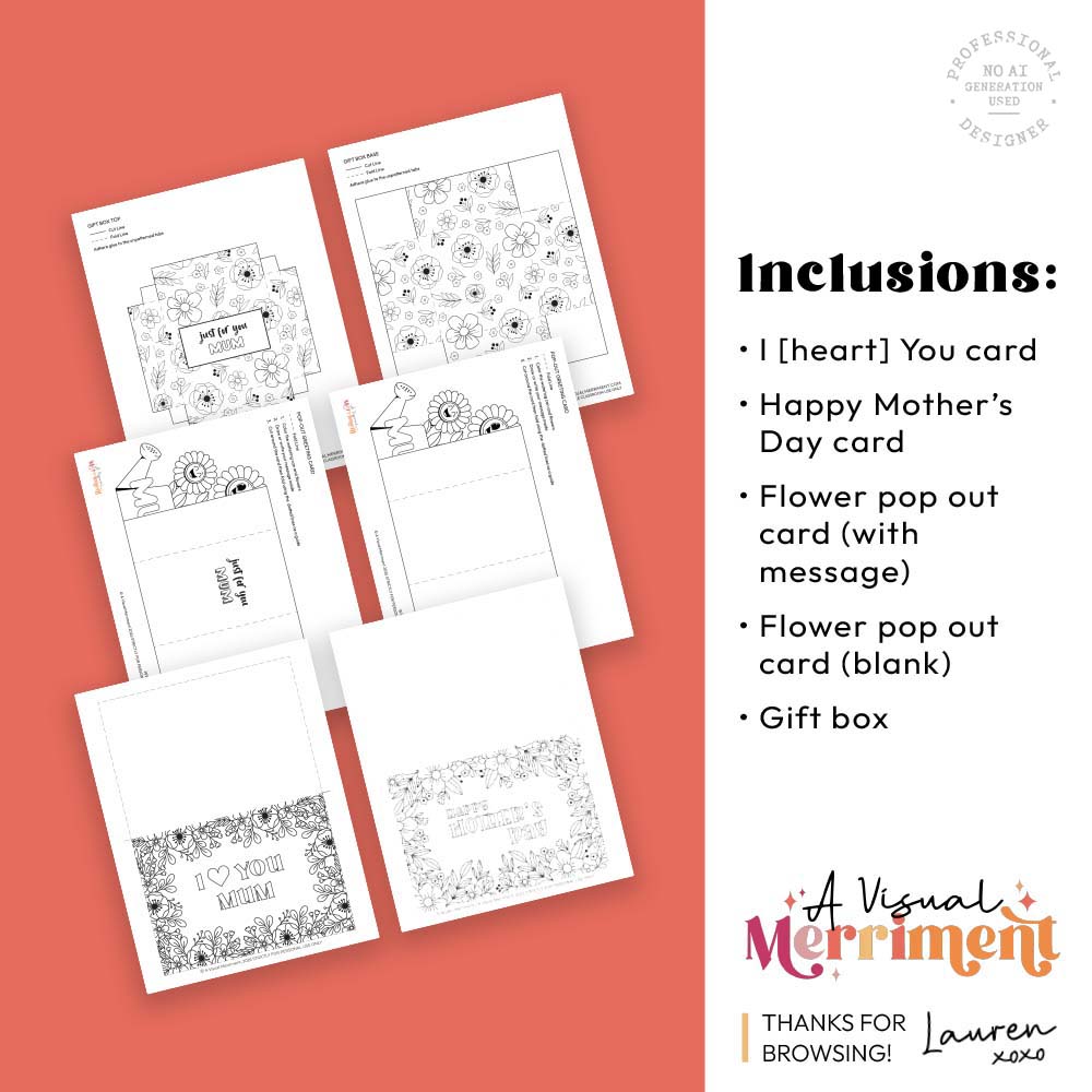 printable gift for Mum activity kit with pages & listed inclusions 02