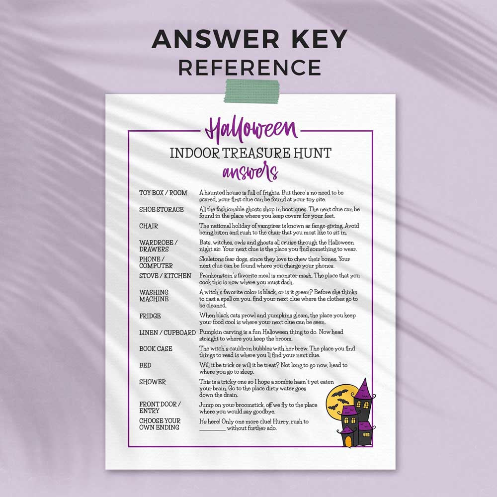 printable halloween scavenger hunt answer key reference page