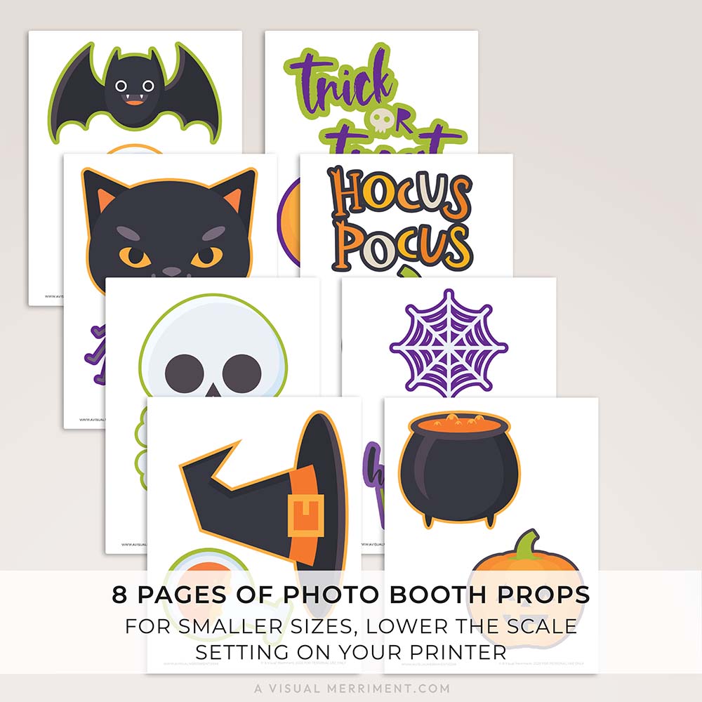 pages of set of halloween photo booth props 