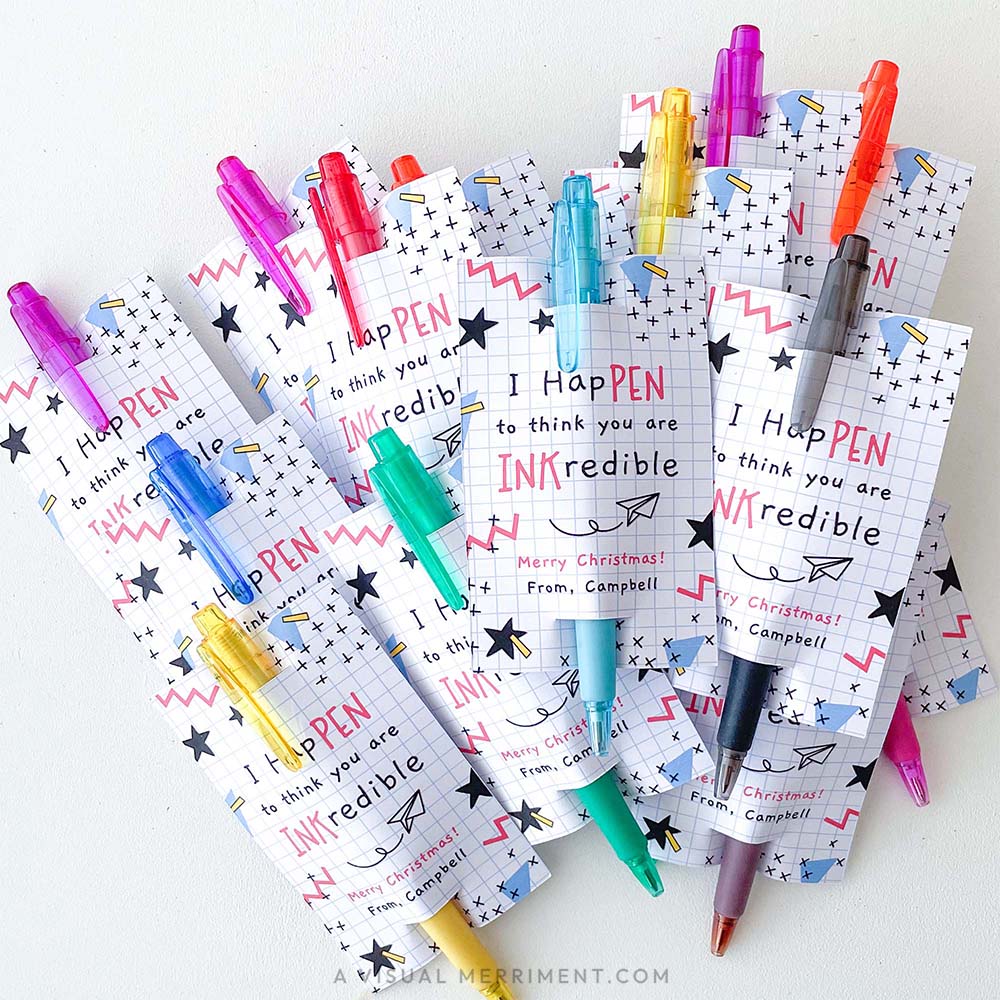 lots of class gifts with inkcredible christmas gift tags and pens