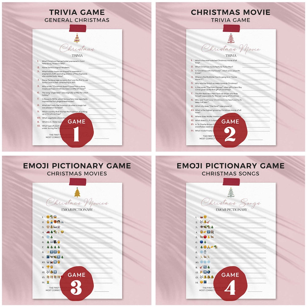 printable christmas games pages 1-4 included in games bundle