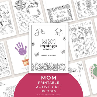gift for Mom printable activity kit with various coloring pages