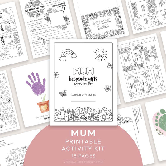 gift for Mum printable activity kit with various coloring pages