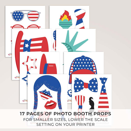 8 pages of Printable 4th of July Photo Booth Props in patriotic elements