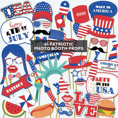 graphic with Printable 4th of July Photo Booth Props on sticks