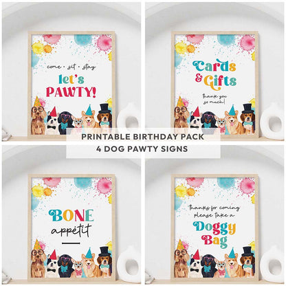 set of 4 pawty dogs printable party signs collage bundle