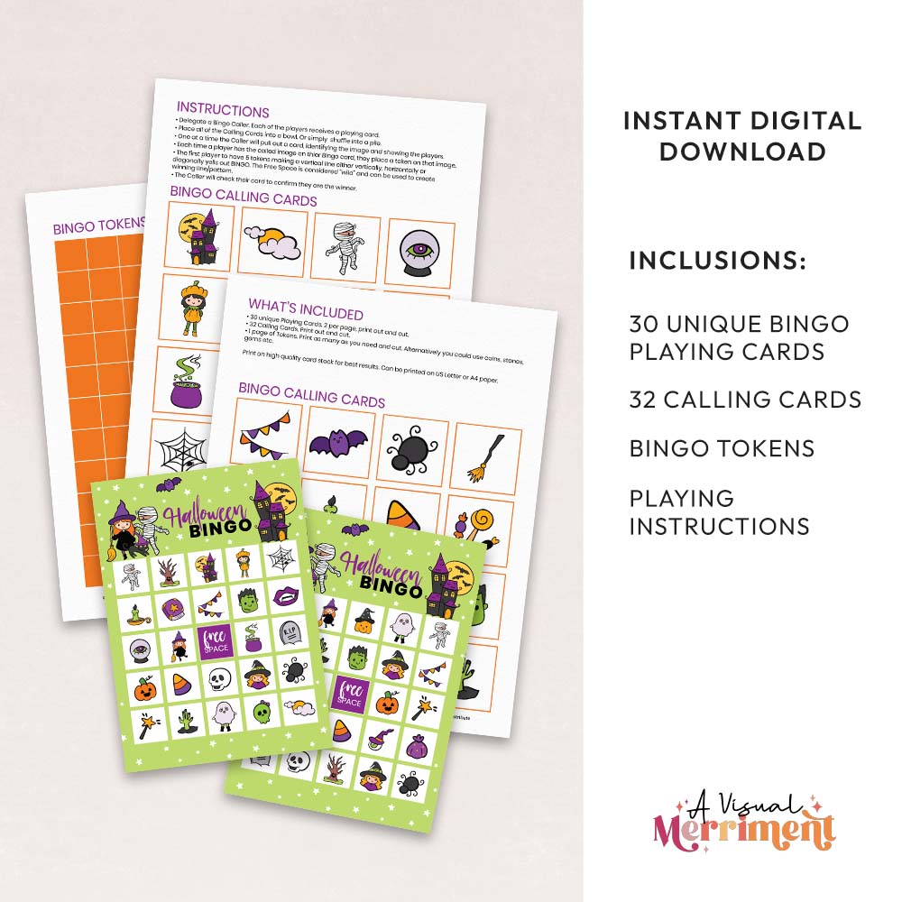 printable halloween bingo game inclusions graphic