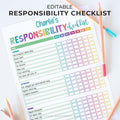 Rainbow Responsibility Checklist | Editable Template
