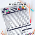 Retro Arcade Gamer Reward Chart | Weekly Editable Template