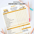 Watercolor Construction Reward Chart | Weekly Editable Template