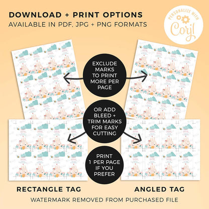 template instructions for printable Spring Bunny Easter Gift Tag on pages