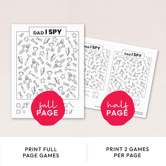 dad i spy activity page with features