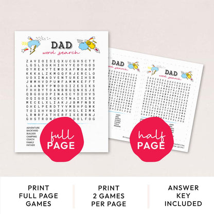 dad word search game pages with features