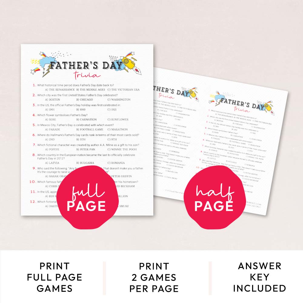 father's day trivia game pages with features