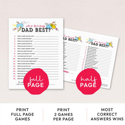 who knows dad best game pages with features