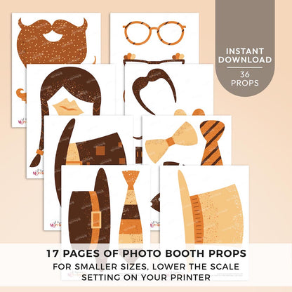 pages of thanksgiving photo booth props  with hats, glasses, ties and more