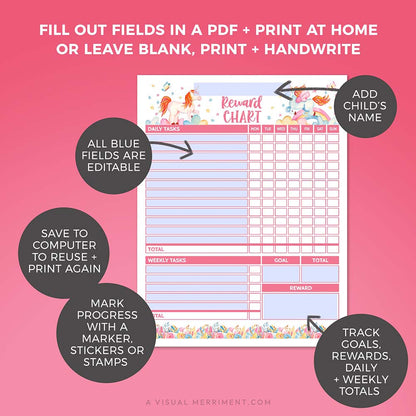 editable fields for unicorn editable printable chore chart