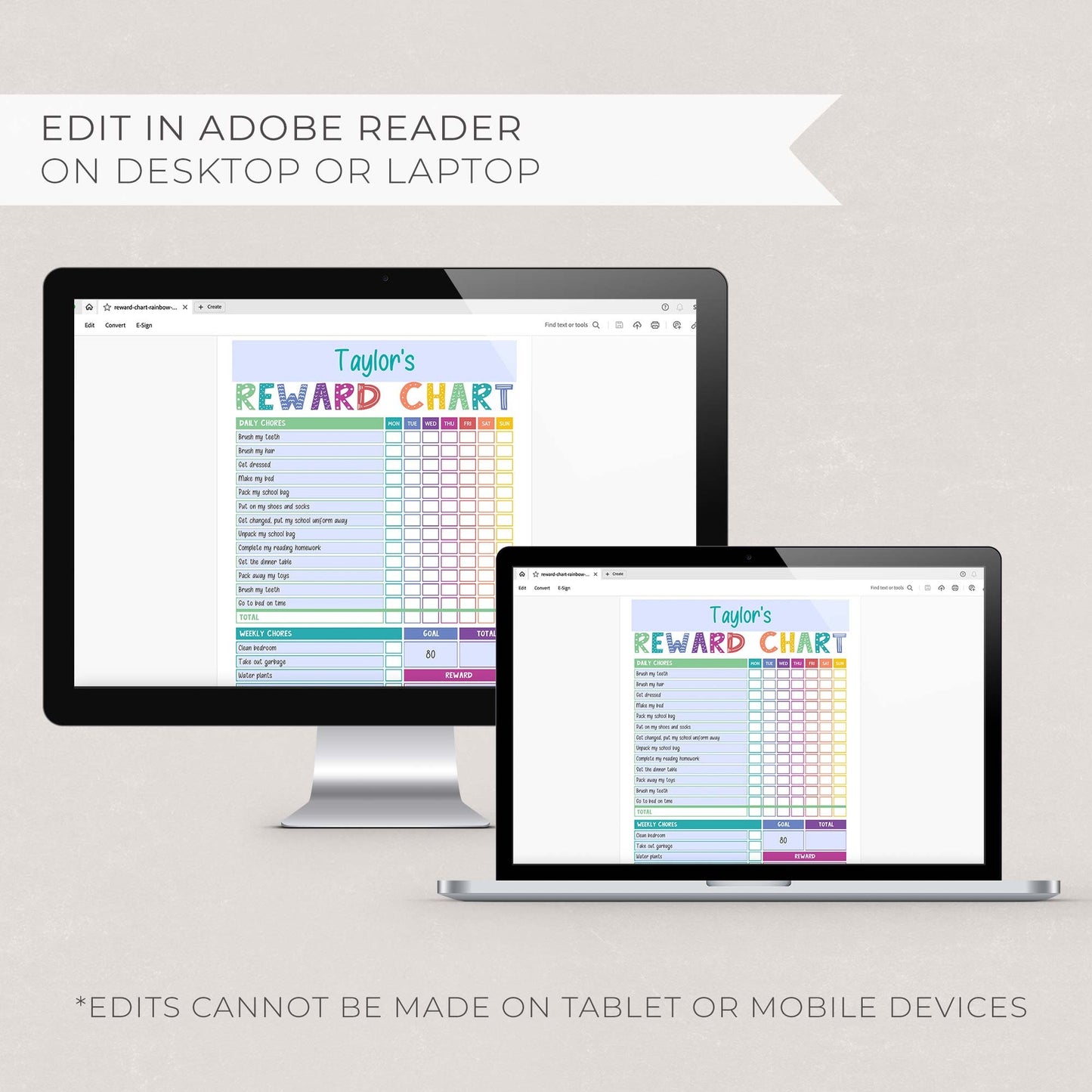 Rainbow Daily Schedule & Reward Chart | Editable Bundle (2)