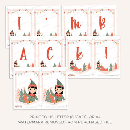 i'm back girl christmas elf banner flag pages printed out