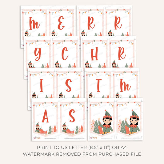 merry christmas girl christmas elf banner flag pages printed out