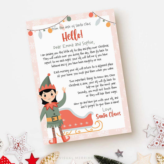 pink elf on the shelf first arrival letter from santa