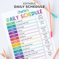 Rainbow Daily Schedule Chart | Editable Template